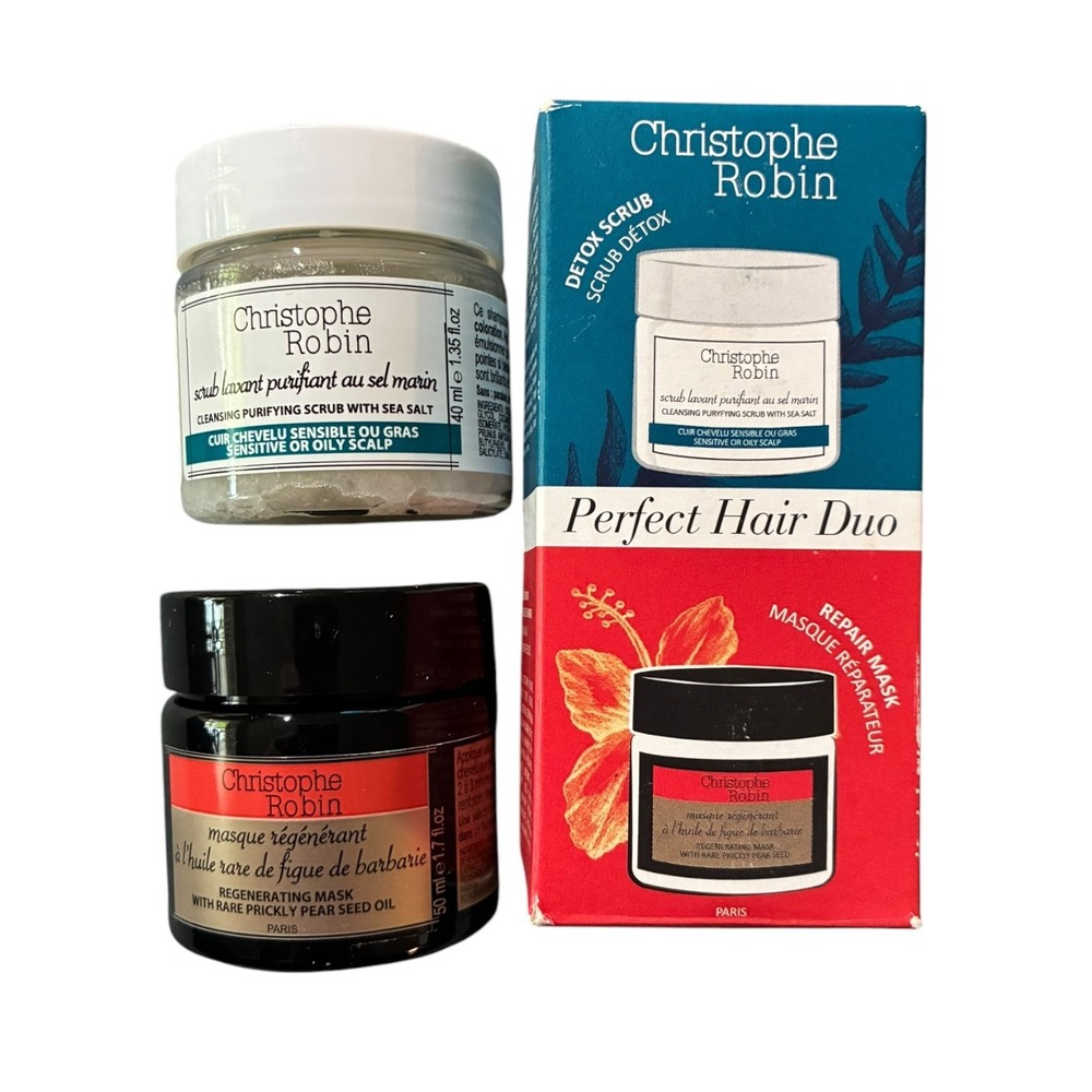 Christophe Robin Perfect Hair Duo Sea Salt Scrub + Prickly Pear Mask‎ Paris NIB